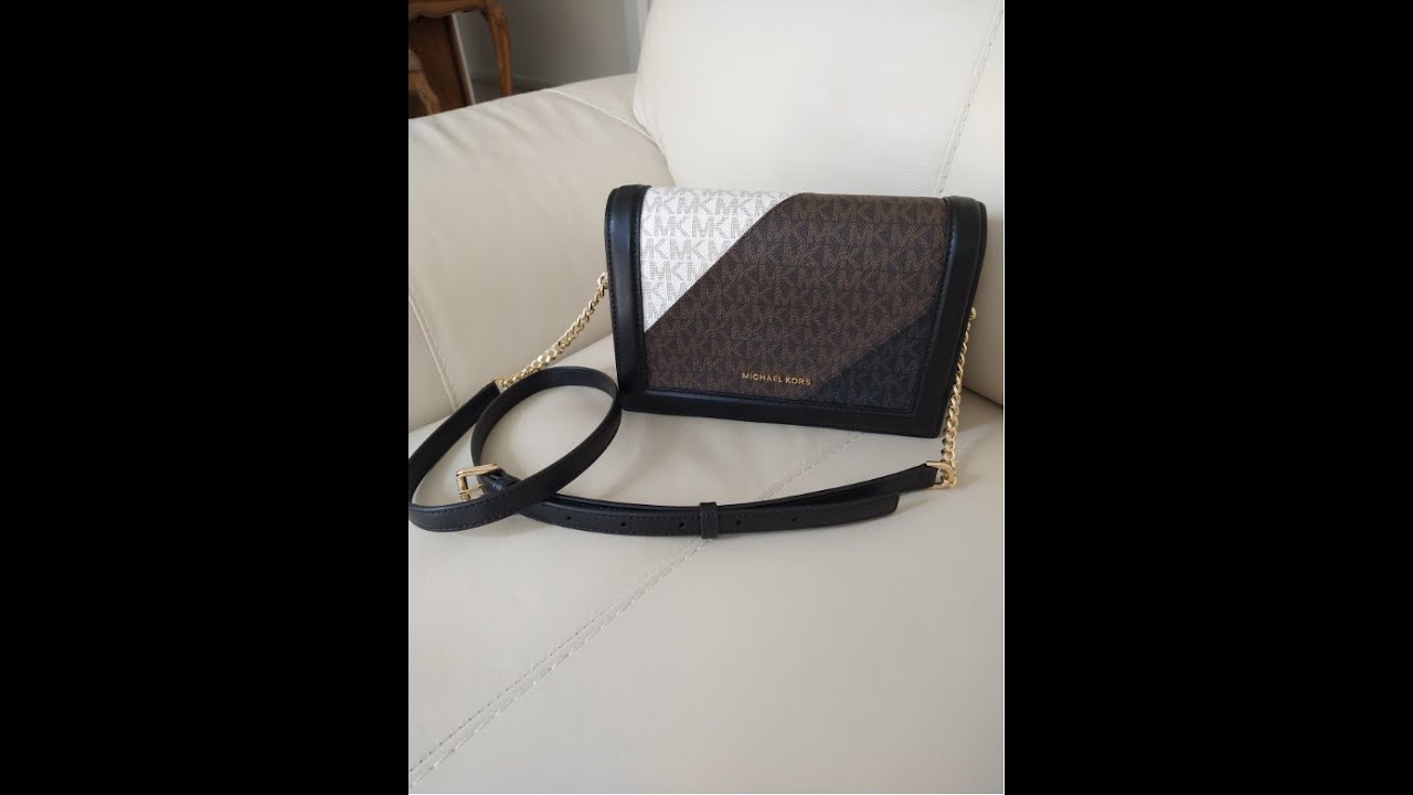 Michael Kors Jet Set Large Logo And Leather Crossbody Bag