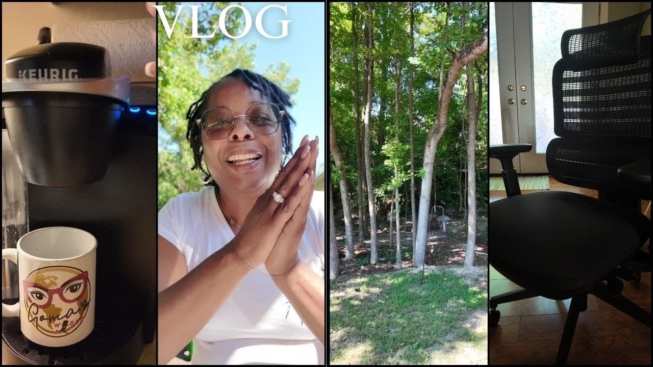 VLOG- Morning routine Vibes! New gaming chair for work, and backyard GLOW-UP