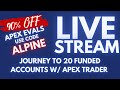 Afternoon trading with Apex Trader Funding - Journey to 20 funded accounts. 90% off - CODE ALPINE