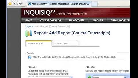 Inquisiq LMS How To Customize Reports