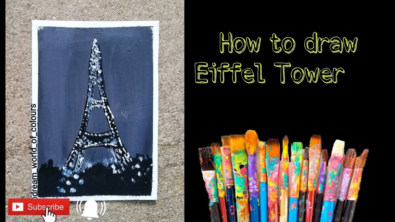 How to draw Eiffel tower with acrylic colour forbeginners easytolearn