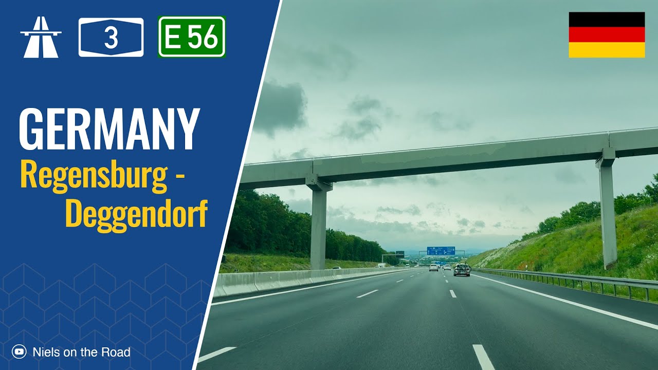 Driving in Germany: Autobahn A3 E56 from Regensburg to Deggendorf