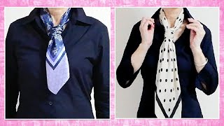 ♡【スカーフネクタイ巻き方】これさえ見れば簡単に巻けるコツ！how to tie a scarf like a necktie