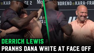 Derrick Lewis pranks and scares Dana White at UFC 277 Face Off