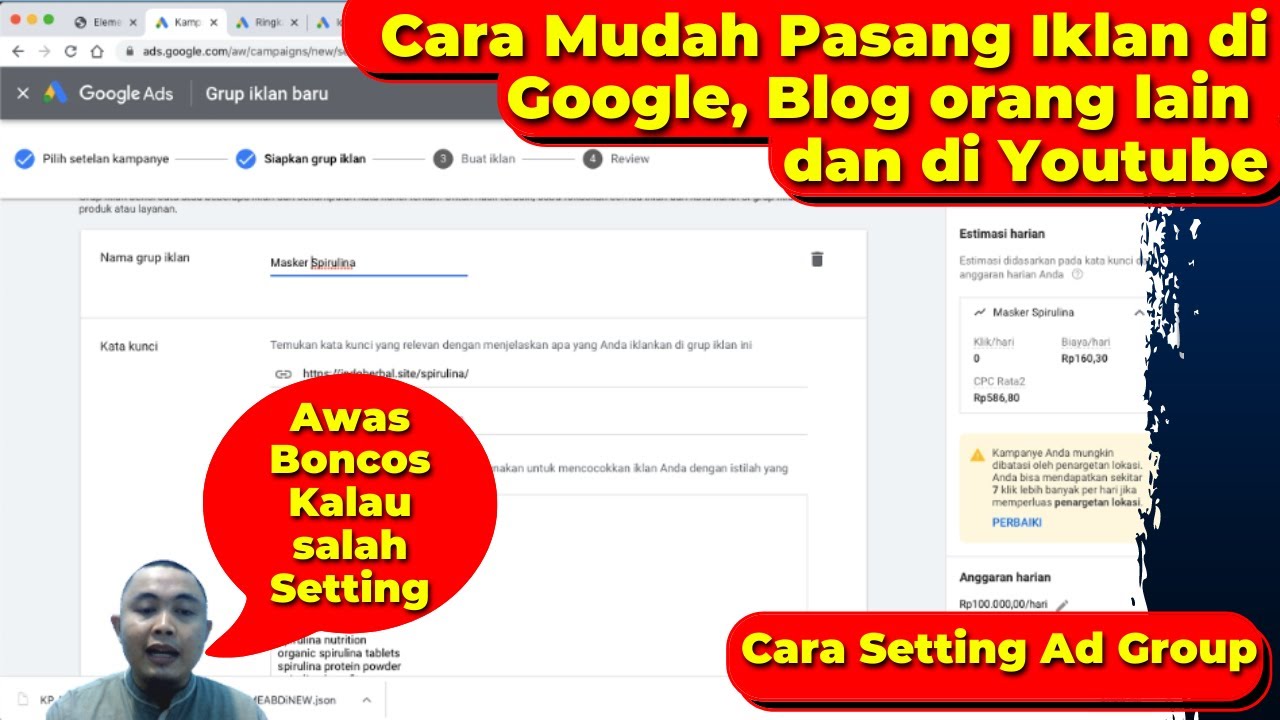 Tutorial Pasang Iklan Di Google Ads 4 Setting Ad Group Gsn Youtube