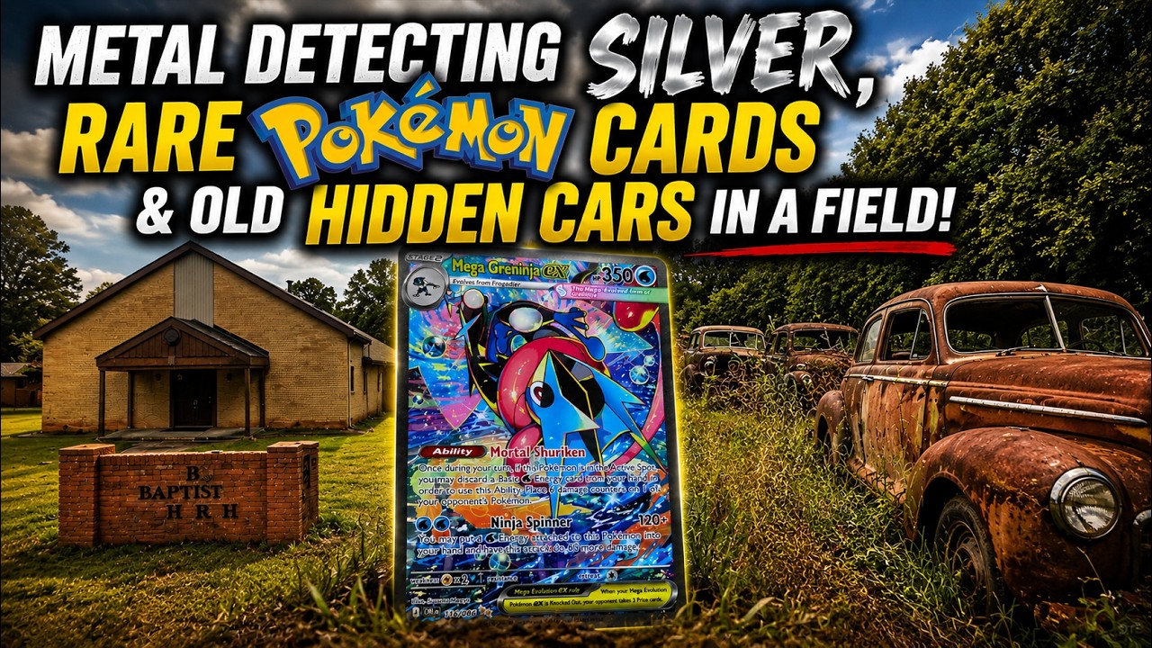 Metal Detecting Silver, Rare Pokémon Cards & Old Hidden Cars in a Field!