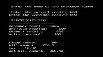 program to create electricity bill in c++