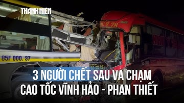 Cận cảnh đầu xe khách vỡ nát sau tai nạn trên cao tốc Vĩnh Hảo - Phan Thiết