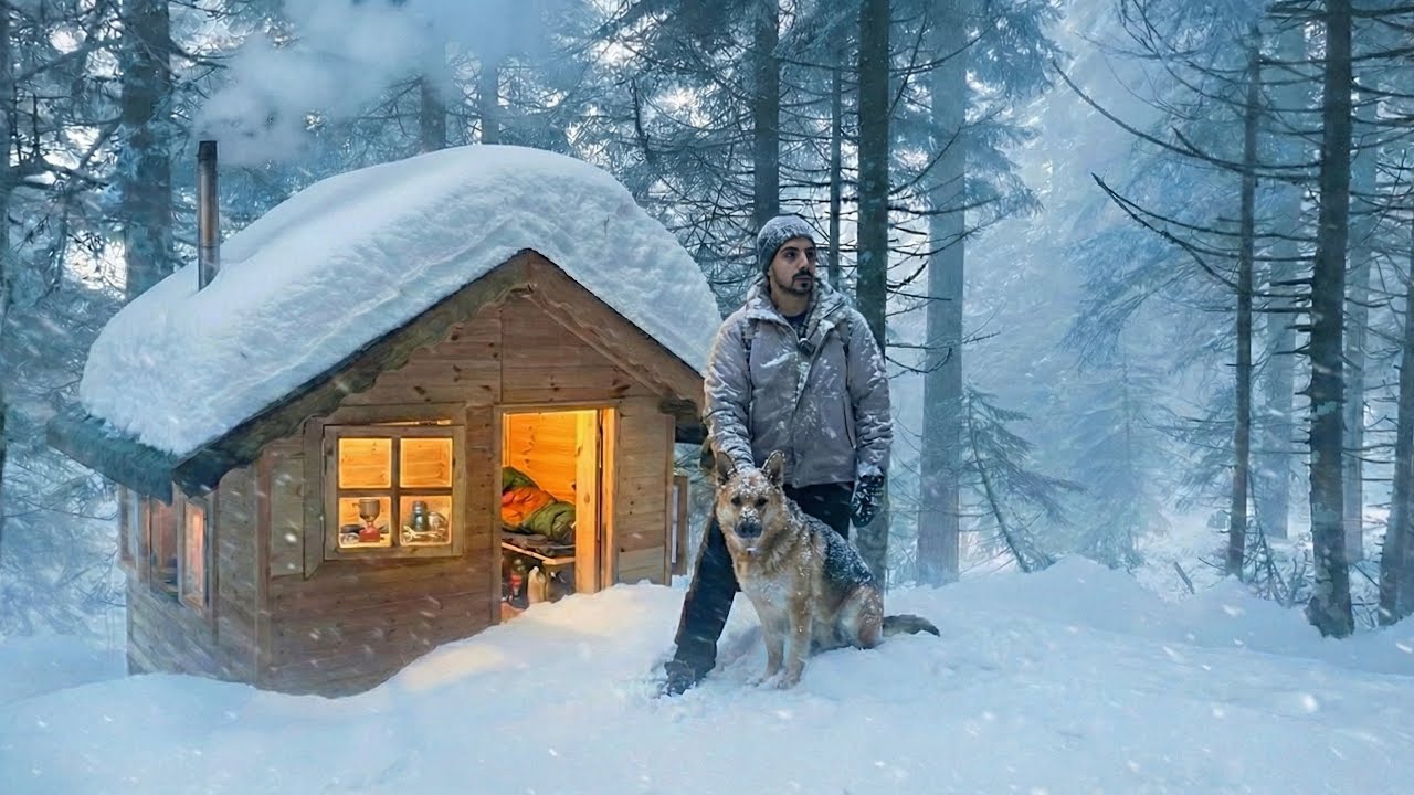 Укрытие в заброшенной хижине с моей собакой под 1,5 метра снега ❄️
