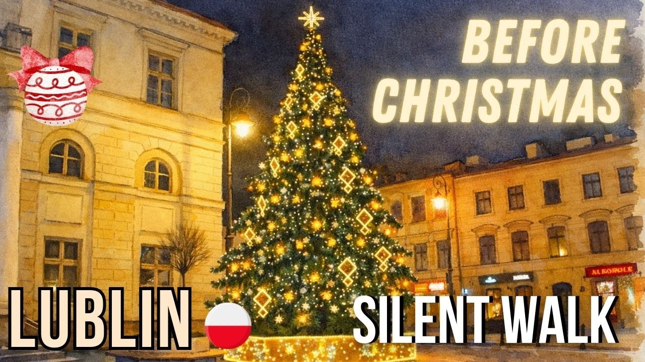 Christmas Atmosphere in Lublin – A Calm Evening Silent Walk - Poland 🇵🇱