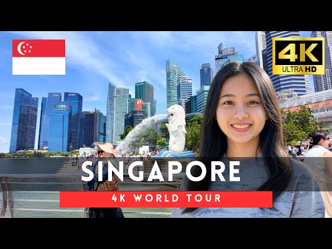 Singapore walking tour - 3 hours downtown walk 4k 60fps
