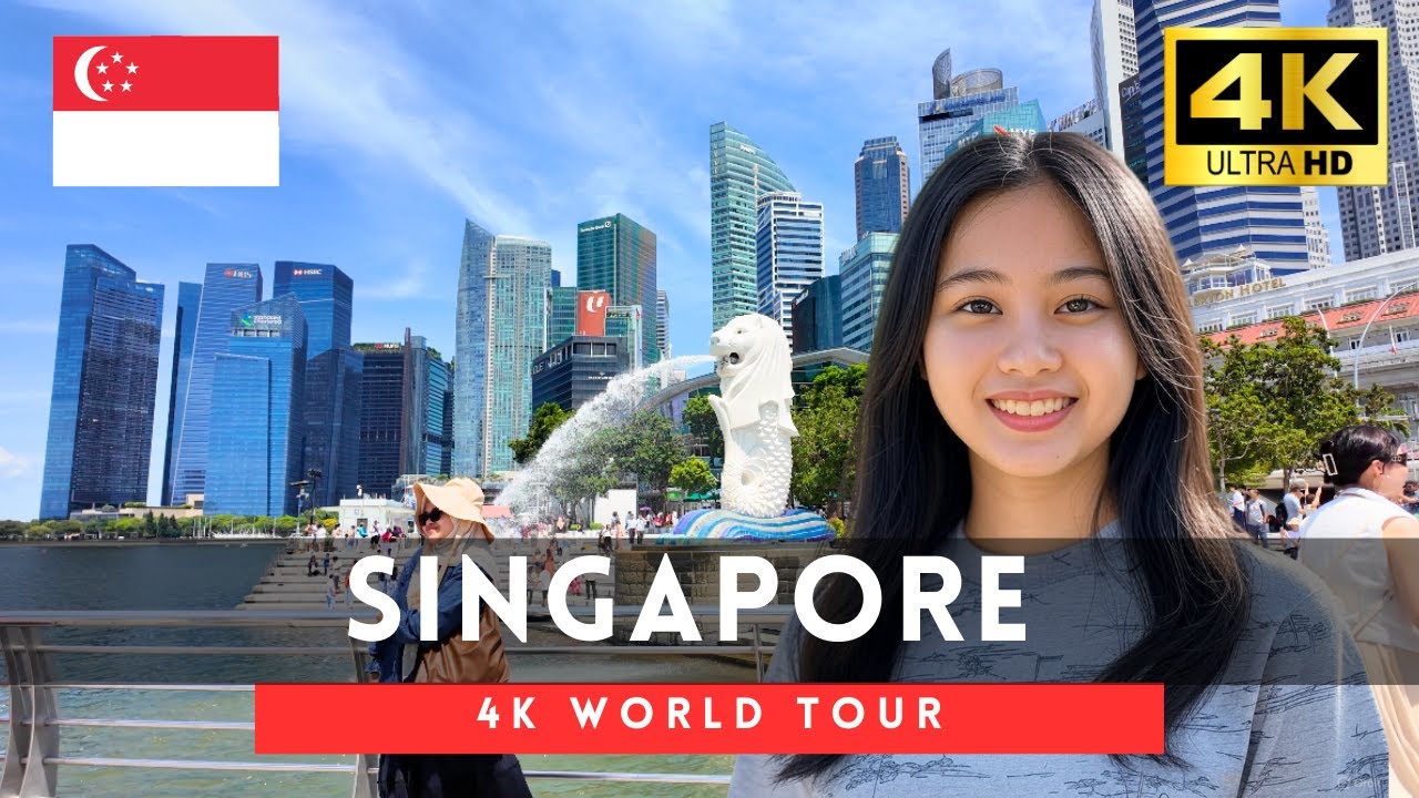 Singapore walking tour - 3 hours downtown walk 4k 60fps