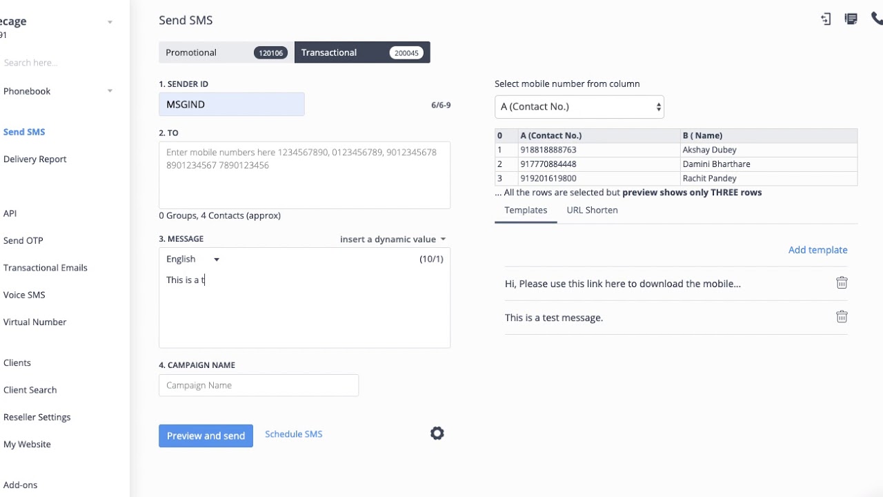 How to send SMS using an excel file?