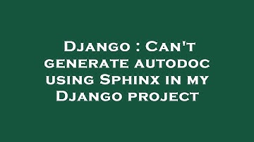 Django : Can