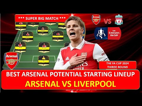 ARSENAL VS LIVERPOOL  ARSENAL Best Potential Lineup  THE FA CUP THIRD ROUND 20232024