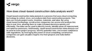 Cloud Construction Data Analysis: Explained
