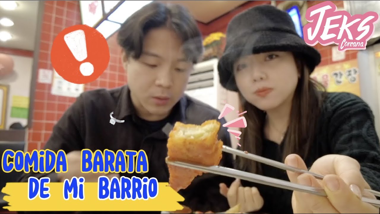 COMIENDO BARATO EN EL BARRIO DONDE VIVO - JEKS FT. JIN Coreanos vlog #4
