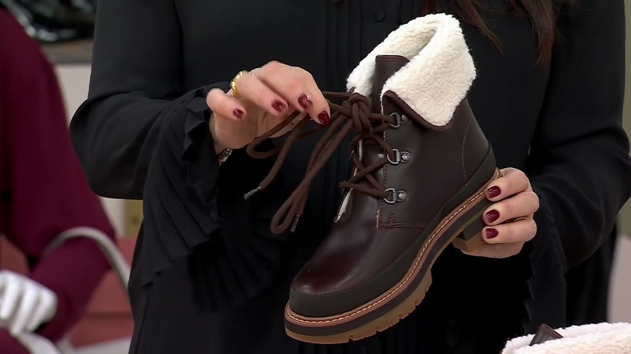 Clarks Leather Faux-Fur Lace Up - Orianna Turn on QVC - YouTube