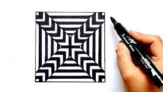 Anamorphic Illusion ,OP Art Ideas,Optical Illusion Tutorial Step by Step ,3D Art ,obstacle drawing