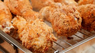 EASY CRUNCHY Breaded Chicken Drumsticks!  Delicious dinner right from the oven!