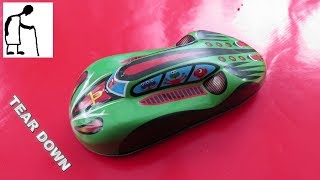Retro style tinplate friction flywheel toy car