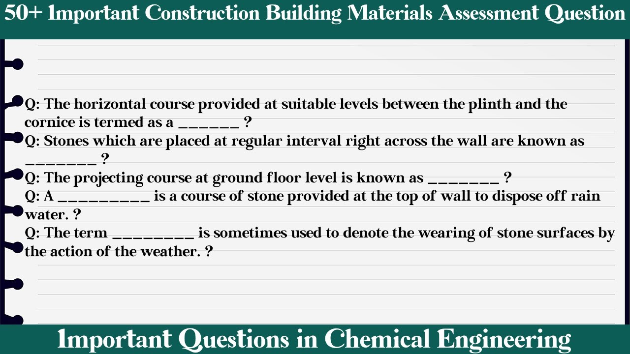 MCQ Questions Construction Building Materials Assessment with Answers