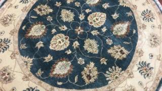 Blue and Beige Fine Peshawar Round Rug 5'X5' - W 534