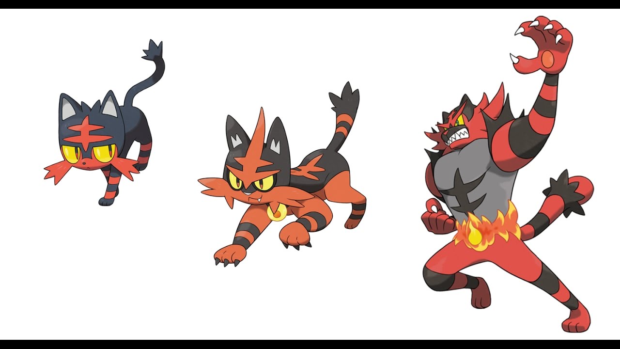 Litten at level 17 evolve into Torracat.Torracat at level 34 evolve into In...