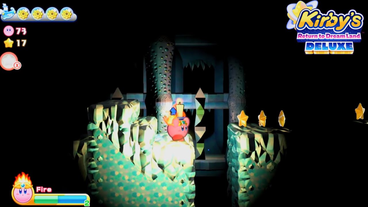 Kirby Return To Dreamland Deluxe - White Wafers Stage 5 - Use Candle in cave! All Energy Sphere