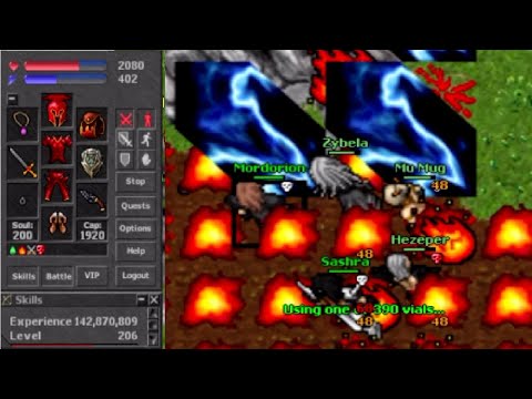 Tibia - Sashra EK 206 Getting Red Skull (Antica 2007 8.0)