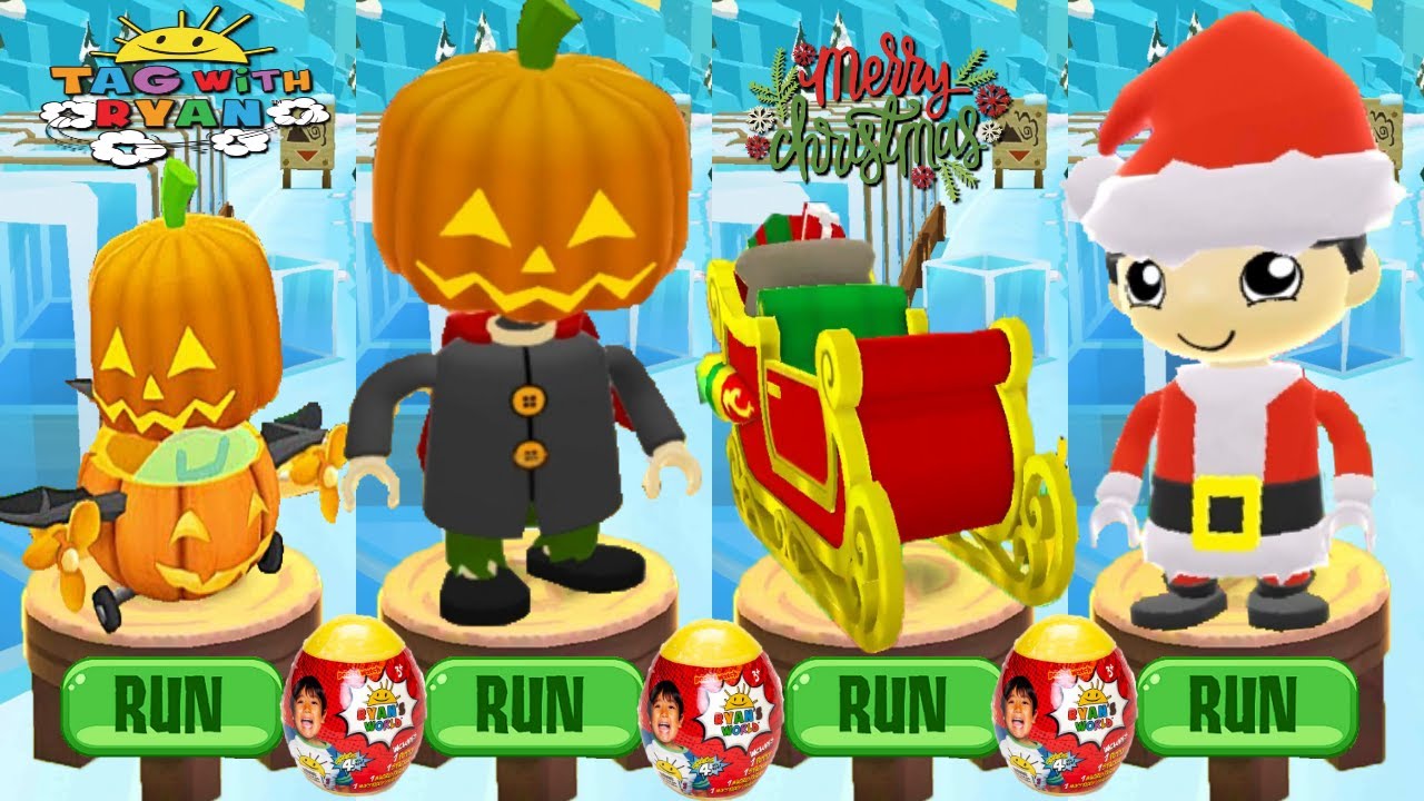 Tag with Ryan Christmas Update Rocket Sleigh vs Pumpkin Plane Halloween - All Characters Unlocked
