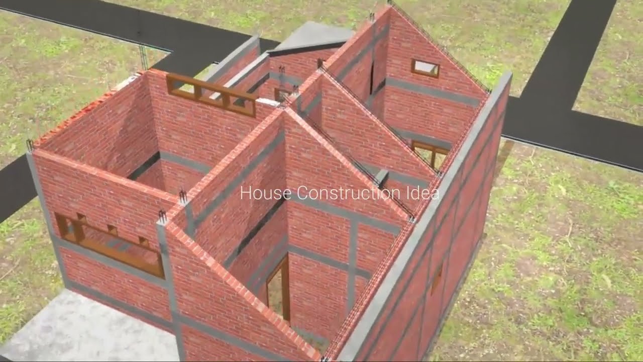 RCC Building Sloping Roof Construction Process Footing Column RCC Building Sloping Roof Construction Process Footing Column