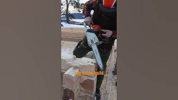 Log cabin build with chainsaw and axe. # #woodworker #axe #cabinlife #chainsaw #timmerhus #stihl