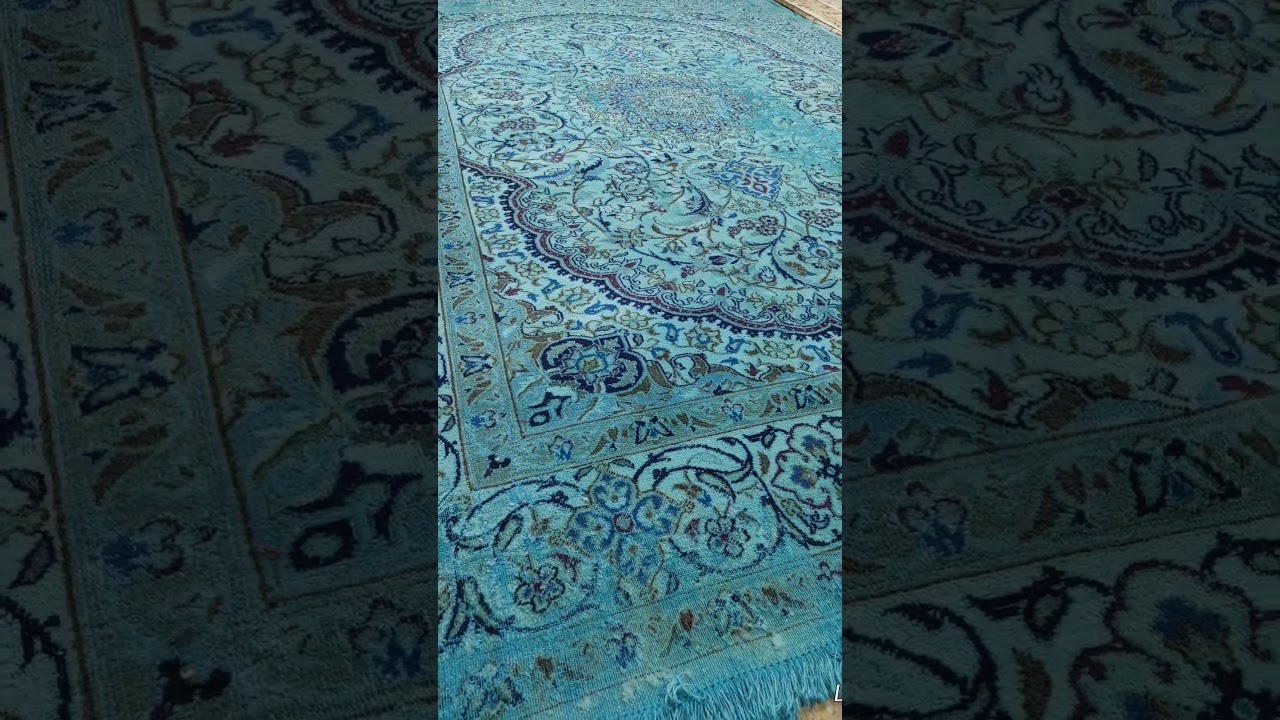 Sea Green Over Dyed Persian Nain Vintage Carpet 7x10 