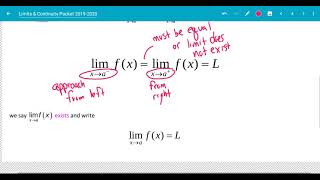 PCAB Unit 9 Limits Lesson 1