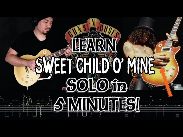 HOW TO PLAY Guns N Roses Sweet Child O' Mine Solo (Direct and Concise) class=