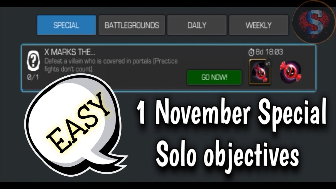 1st November mcoc special solo objective //Side Quest