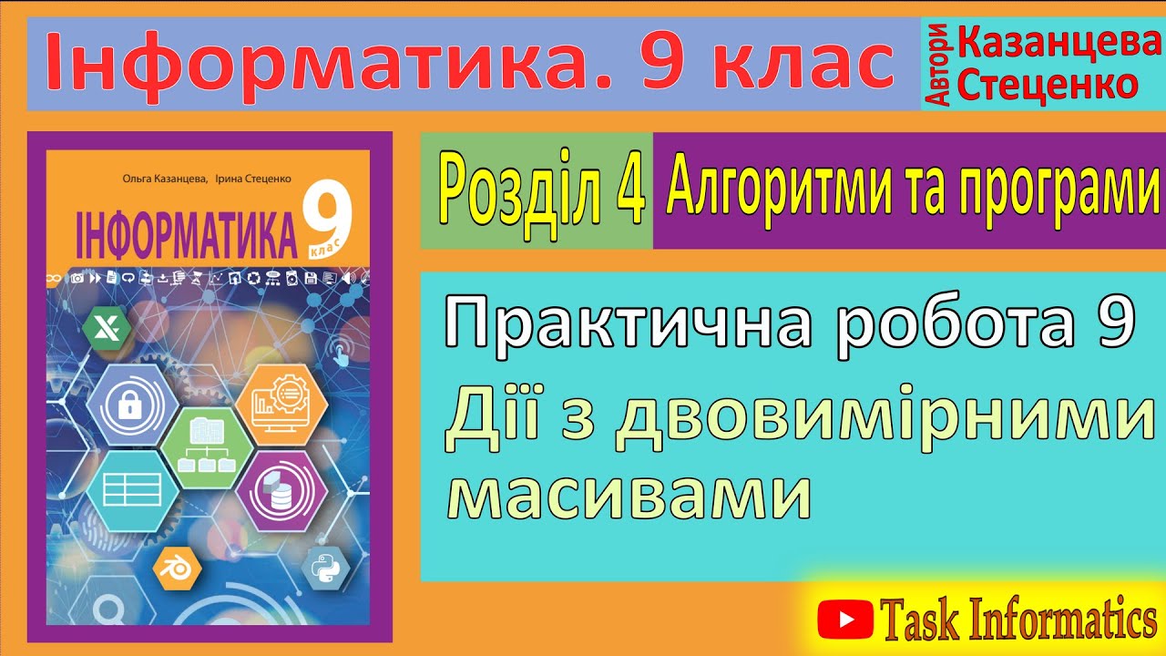 41. Практична робота 9. «Дії з двовимірними масивами» | 9 клас