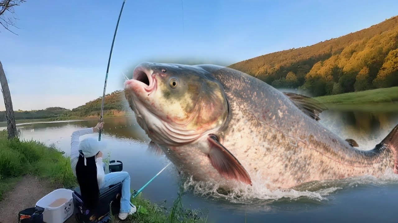 盘黑坑水库嚣张老板！老板蛮横踢翻美女钓箱，还逼她交罚款！谁料美女淡定应对，下一秒连钓十条百斤巨物，老板当场傻眼跪地求饶！