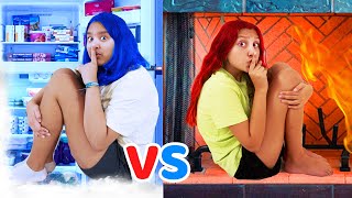 HOT vs COLD HIDE and SEEK Challenge - Girl on Fire vs Icy Girl