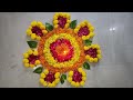 Simple Diwali Rangoli Design Using Flowers/ Diwali Rangoli Design/ Flower Rangoli Design For Diwali