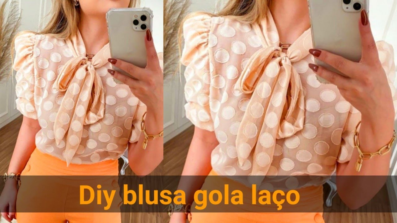 ✅️DIY Como fazer Blusa Gola Laço_Tutorial de costura passo a passo para iniciantes Gisleide Novelo