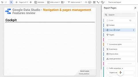 Google Data Studio navigation & pages management features - Duplicating/Adding page - After