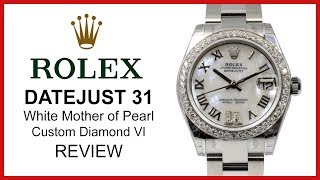 ▶ Rolex Lady Datejust 31: Diamond Bezel, White Mother of Pearl, Steel Oyster, REVIEW - 178240