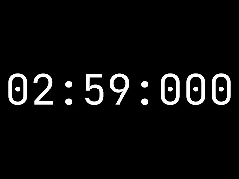 Countdown timer 2 minutes, 59 seconds [02:59:000] - White on black with milliseconds