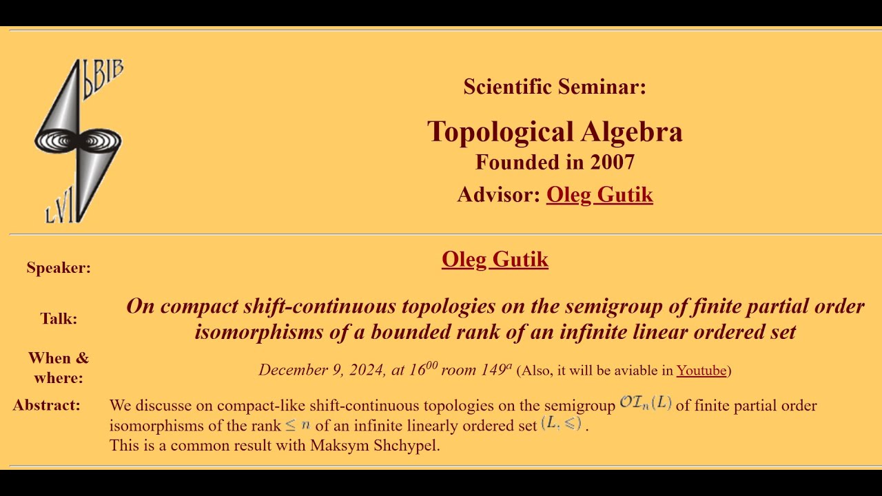 O. Gutik, On compact shift-continuous topologies on the semigroup of finite partial order  ...