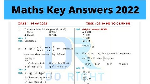 Mathematics Key Answers 2022|Kcet Maths key Answers 2022|kcet key Answers 2022|kcet 2022 key Answers