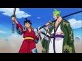 Luffy and zoro fight over a sword