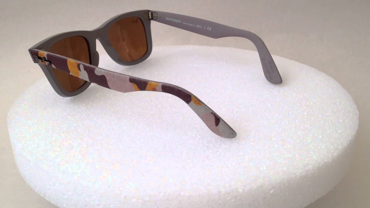 Ray-Ban Urban Camo Wayfarer Sunglasses gray frame brown lens rb2140 6063  50mm - YouTube