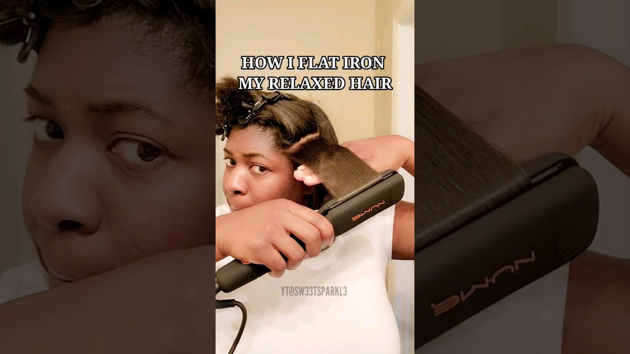HOW I FLAT IRON MY RELAXED HAIR ft NUME MEGASTAR FLAT IRON  ✨️